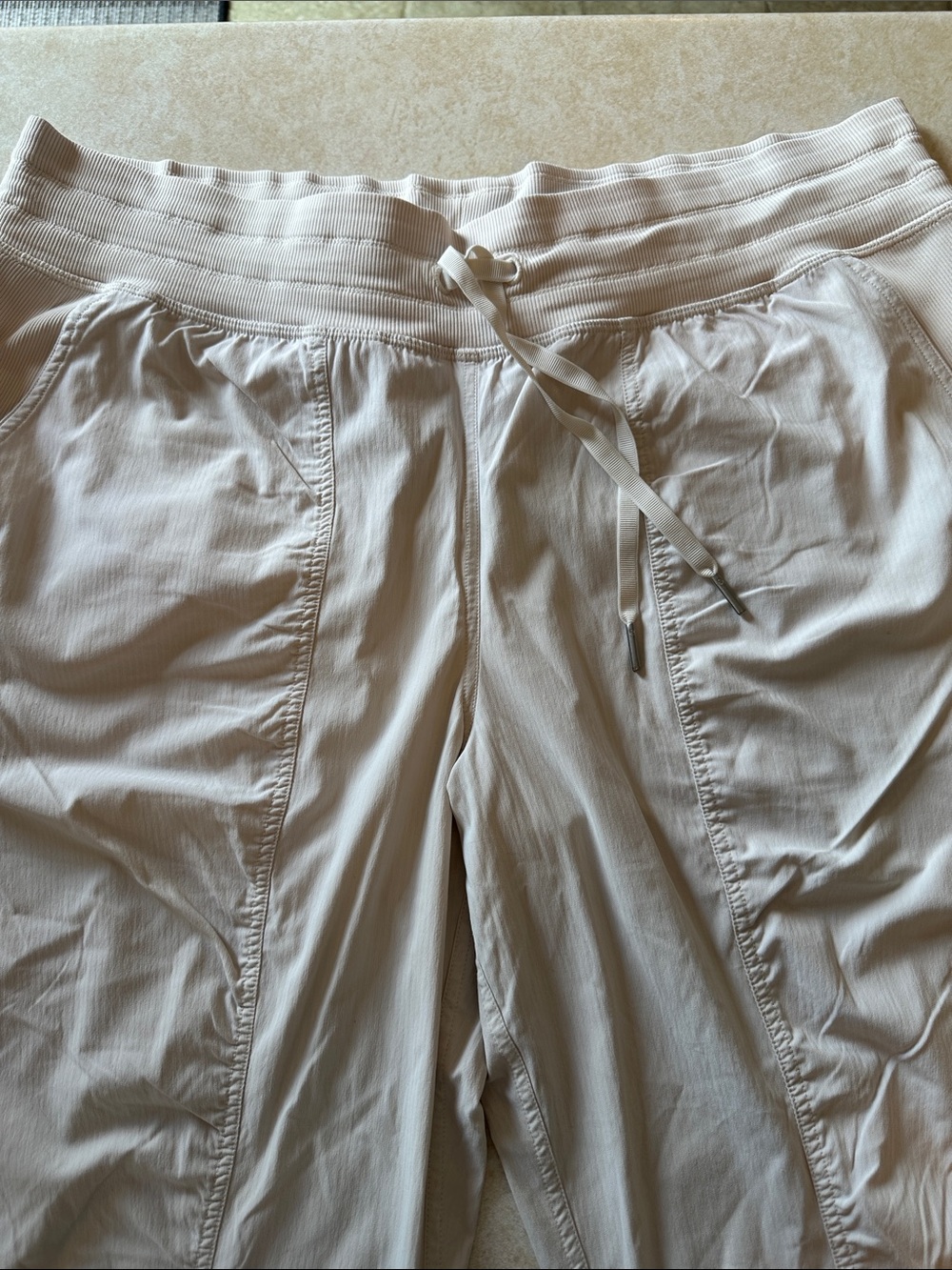 lululemon Studio / Dance Studio Lined Pants Cream Ribbed Cuff - Picture 3 of 10